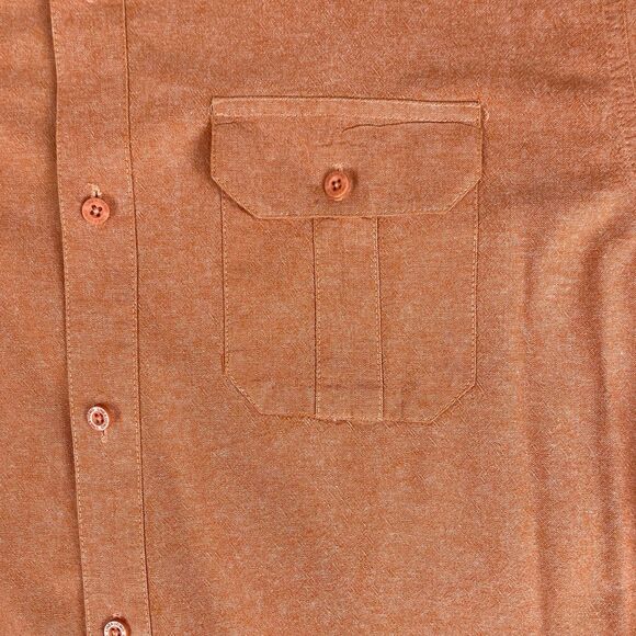Linea Uomo Linen Short Sleeve Button Down Shirt Men’s 2XL Orange Relax Safari - Picture 5 of 16